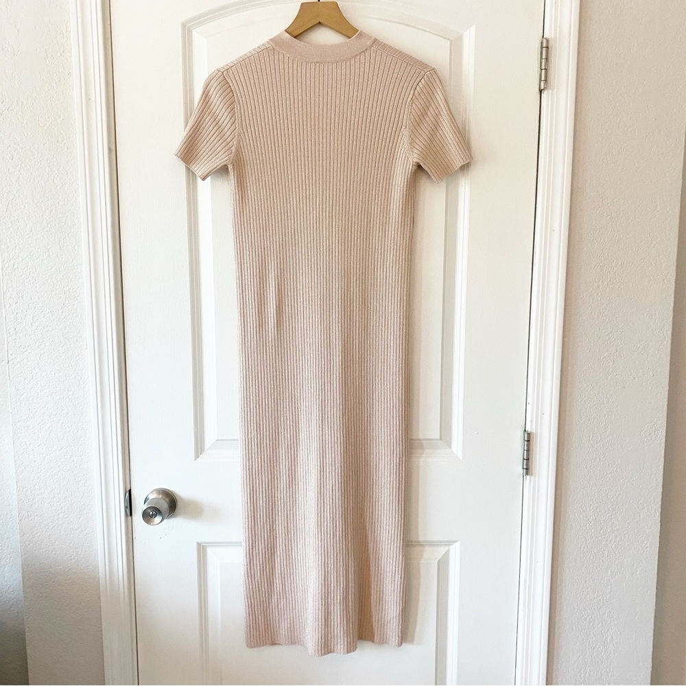 ANTHROPOLOGIE Opal Shimmer Ribbed Short Sleeve Midi Dress - Picture 6 of 13